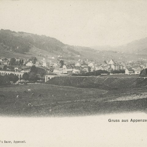 Neubaustrecke mit Viadukt, 1904. Vergrösserte Ansicht